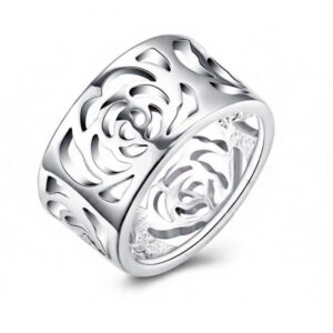 14 Kt   White Gold Engagement Ring Wide 12 MM Wedding Band Size 6-9