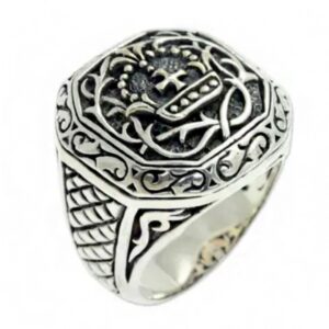 Fine Jewelry 14 Kt  Solid White Gold Cross Signet Men'S Ring Size 8-11