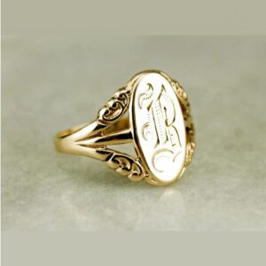 18 Kt Hallmark Real Solid Yellow Gold Monogram B Signet Ring Size 5-10