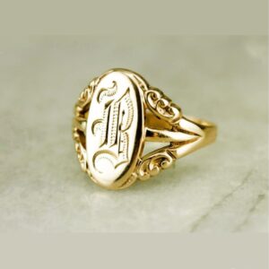18 Kt Hallmark Real Solid Yellow Gold Monogram B Signet Ring Size 5-10
