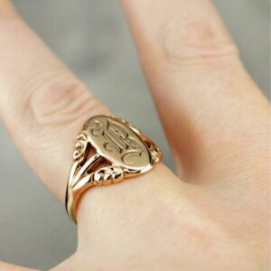 18 Kt Hallmark Real Solid Yellow Gold Monogram B Signet Ring Size 5-10
