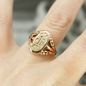 18 Kt Hallmark Real Solid Yellow Gold Monogram B Signet Ring Size 5-10