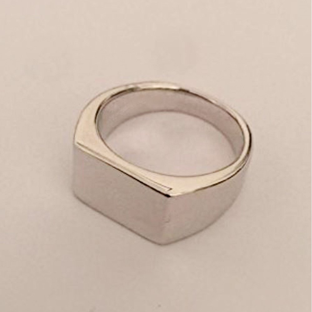 Fine Jewelry 14 Kt Hallmark Solid White Gold Signet Ring Size 6-10 - Image 2