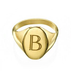 18 Kt Hallmark Real Solid Yellow Gold Initial Letter B Ring Size 5-11