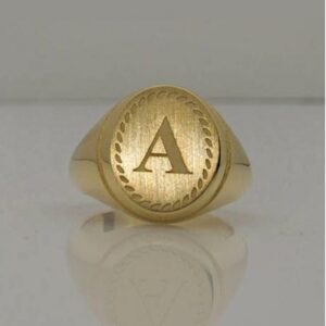 18 Kt  Solid Yellow Gold Chevalier Monogram "A" Men'S Ring Size 8-12
