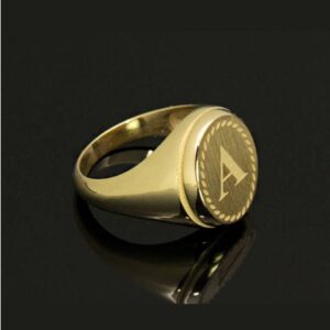 18 Kt  Solid Yellow Gold Chevalier Monogram "A" Men'S Ring Size 8-12