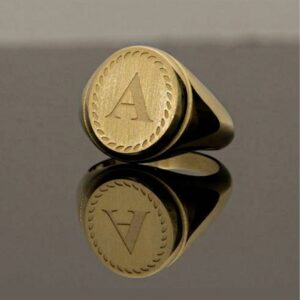 18 Kt  Solid Yellow Gold Chevalier Monogram "A" Men'S Ring Size 8-12