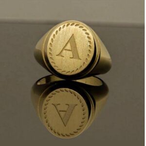 18 Kt  Solid Yellow Gold Chevalier Monogram "A" Men'S Ring Size 8-12