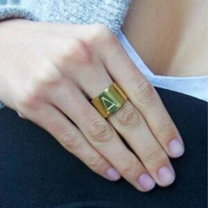 18 Kt Hallmark   Yellow Gold Initial Letter A Custom Ring Size 6-9