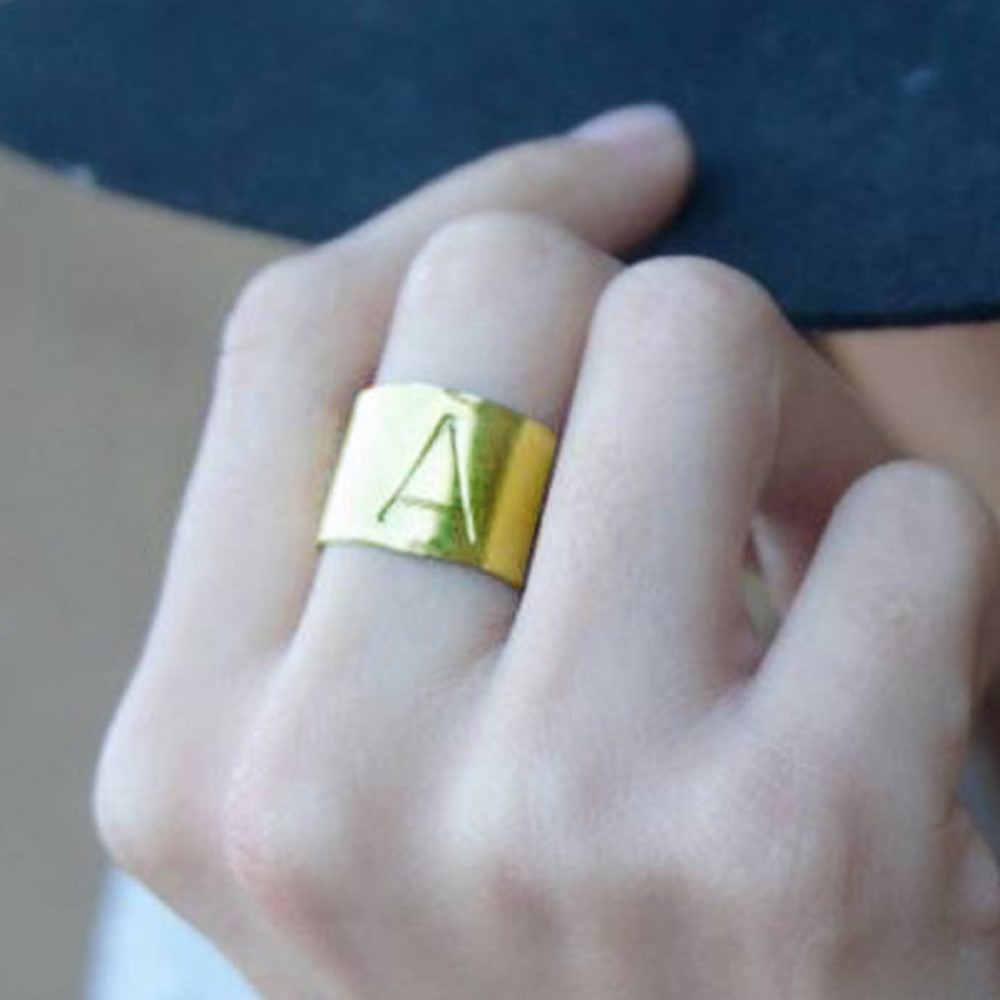18 Kt Hallmark   Yellow Gold Initial Letter A Custom Ring Size 6-9
