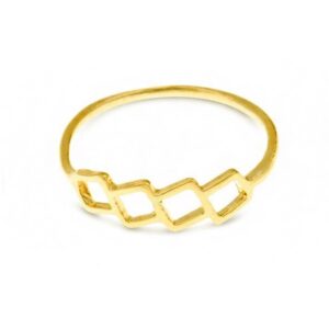 22 Kt Hallmark  Solid Yellow Gold Geometric Dainty Women Ring Size 5-9