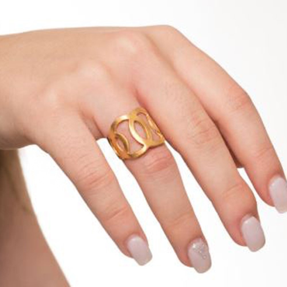 Fine Jewelry 18 K Hallmark   Yellow Gold Circle Women'S Ring Size 6-8