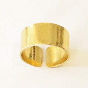 22 Kt Hallmark  Yellow Gold Hammered Boho Band Ring Size 5 6 7 7.5 8 9