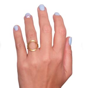 18 Kt Hallmark   Yellow Gold Dainty Open Circle Women Ring Size 6-9