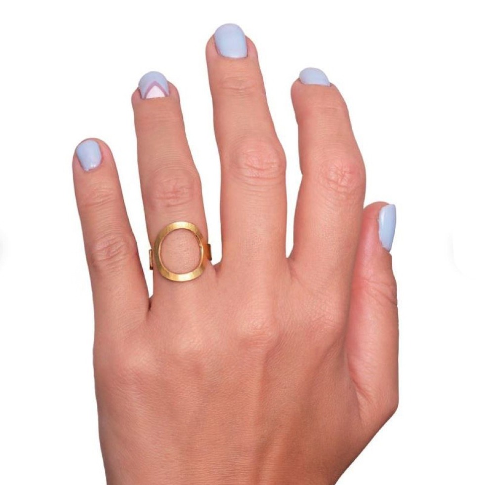 18 Kt Hallmark   Yellow Gold Dainty Open Circle Women Ring Size 6-9