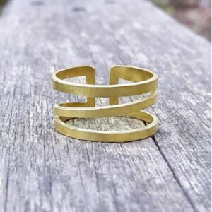 18 Kt Hallmark   Yellow Gold Three Band Stacking Women Ring Size 6-8