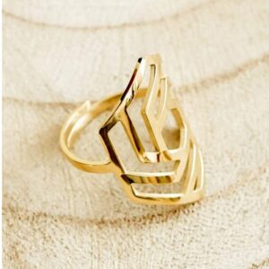 18 Kt Hallmark  Solid Yellow Gold Geometric Women'S Boho Ring Size 5-9