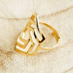 18 Kt Hallmark  Solid Yellow Gold Geometric Women'S Boho Ring Size 5-9