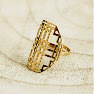 18 Kt Hallmark  Solid Yellow Gold Geometric Women'S Boho Ring Size 5-9