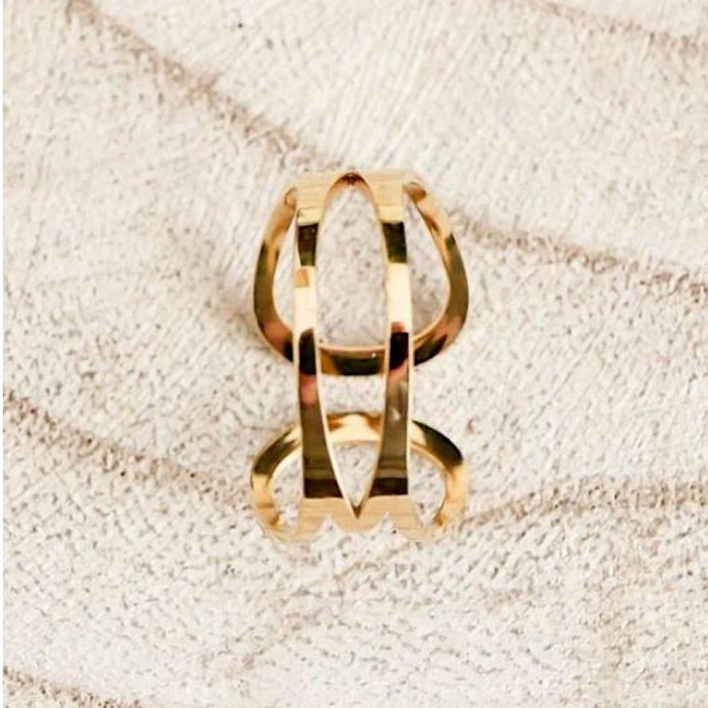 18 Kt Hallmark Solid Yellow Gold Open Double Band Women Ring Size 5-9 - Image 5
