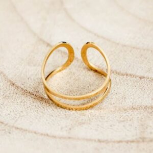 18 Kt Hallmark  Solid Yellow Gold Open Double Band Women Ring Size 5-9