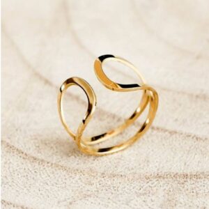 18 Kt Hallmark  Solid Yellow Gold Open Double Band Women Ring Size 5-9
