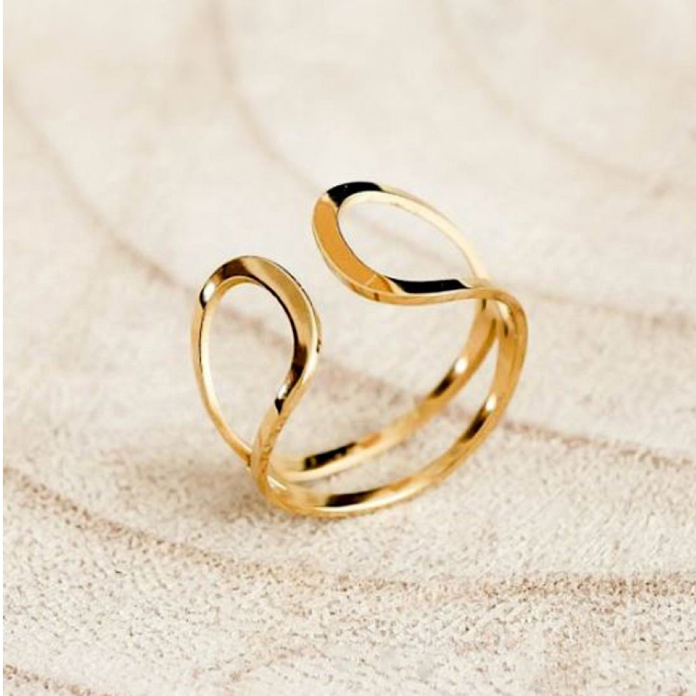 18 Kt Hallmark Solid Yellow Gold Open Double Band Women Ring Size 5-9 - Image 3