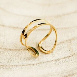 18 Kt Hallmark  Solid Yellow Gold Open Double Band Women Ring Size 5-9