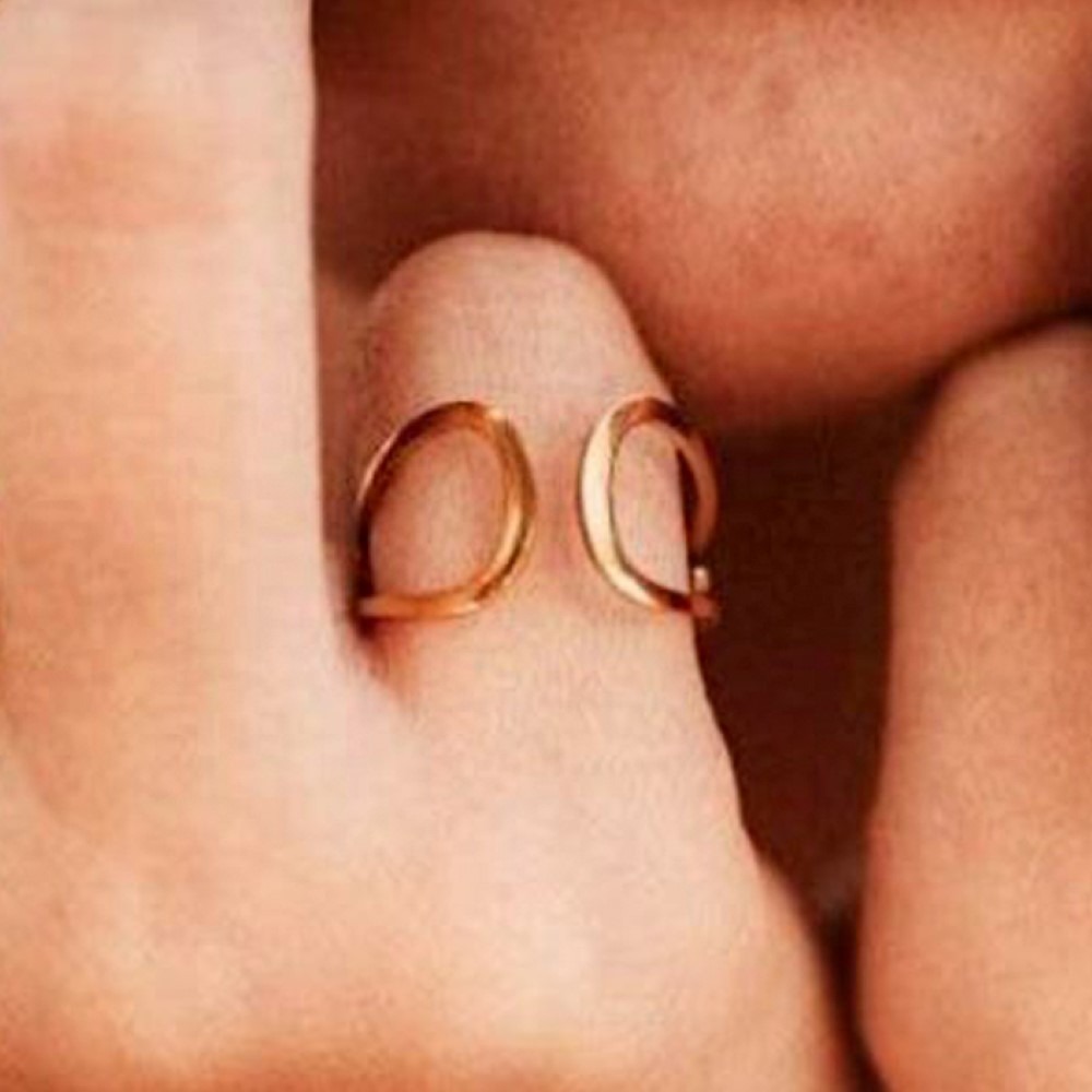 18 Kt Hallmark  Solid Yellow Gold Open Double Band Women Ring Size 5-9