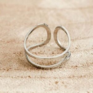 18 Kt Hallmark  Solid White Gold Open Double Band Women Ring Size 5-9