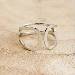 18 Kt Hallmark  Solid White Gold Open Double Band Women Ring Size 5-9