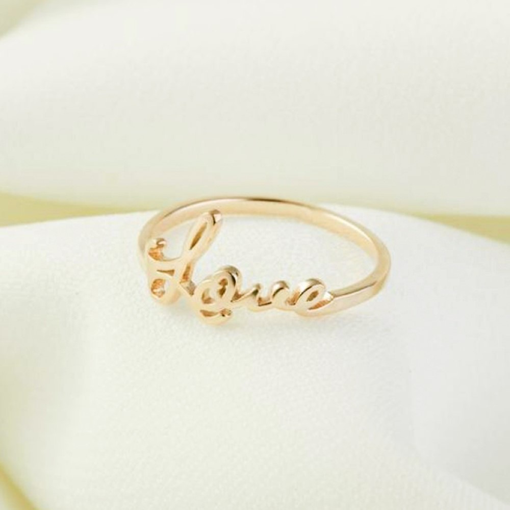 18 K   Yellow Gold Custom Name Actual Handwriting Women Stackable Ring