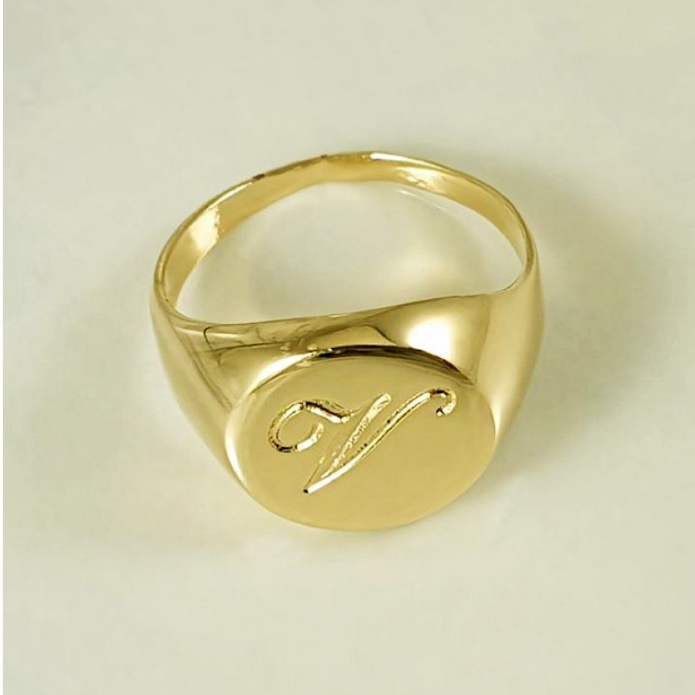 18 Kt Hallmark   Yellow Gold Initial Letter A Custom Ring Size 6-9
