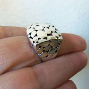14 Kt Hallmark  Solid White Gold Vintage Boho Square Ring Size 5-10