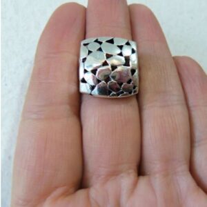 14 Kt Hallmark  Solid White Gold Vintage Boho Square Ring Size 5-10
