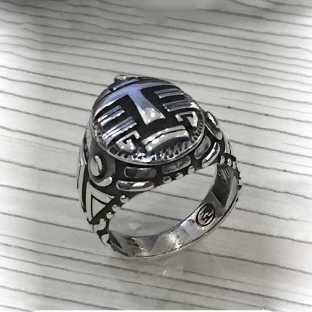 Fine Jewelry 14 Kt   White Gold Egyptian Mummy Men'S Ring Size 8-10