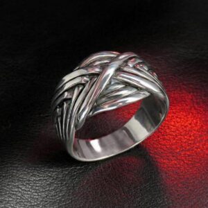 14 Kt Hallmark Real Solid White Gold Celtic Knot Men'S Ring Size 7-12