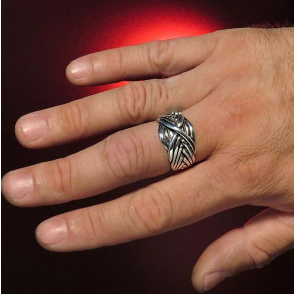14 Kt Hallmark Real Solid White Gold Celtic Knot Men'S Ring Size 7-12
