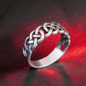 14 Kt Hallmark Real Solid White Gold Celtic Knot Ethnic Ring Size 5-10