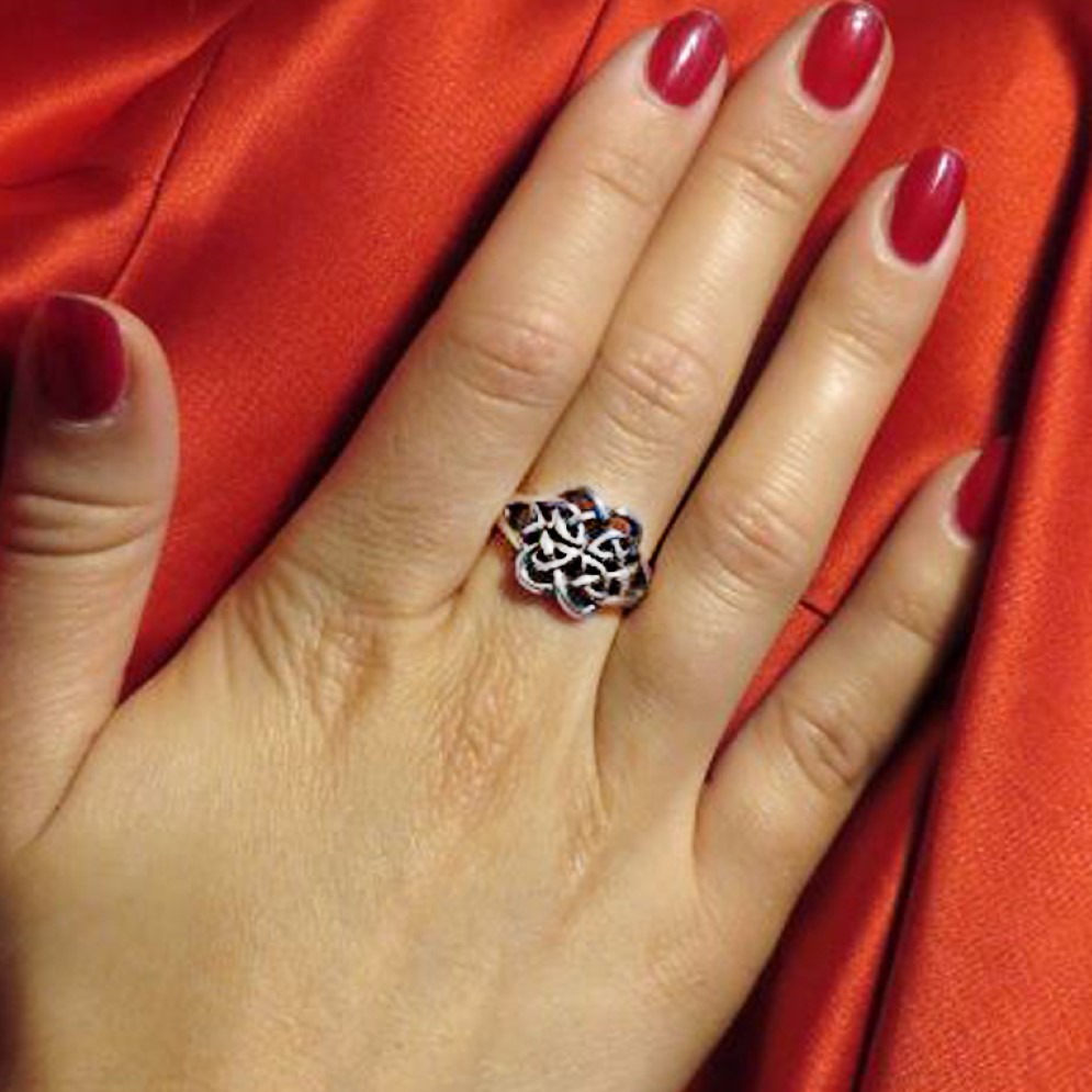 14 Kt Hallmark Real Solid White Gold Celtic Knot Ethnic Ring Size 5-10