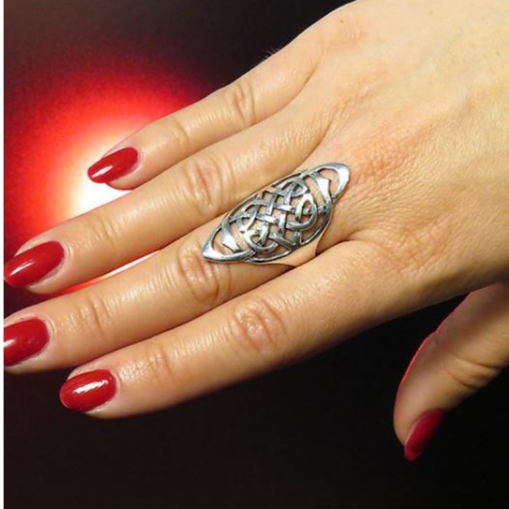 14 Kt Hallmark Real Solid White Gold Celtic Knot Ethnic Ring Size 5-10