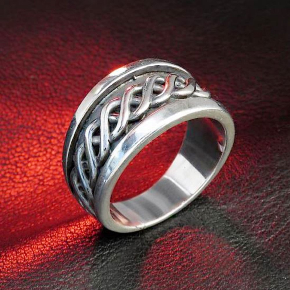 14 Kt Hallmark Solid White Gold Celtic Knot Braided Ring Size 5-10 - Image 2