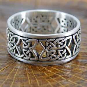 14 Kt Hallmark   White Gold Trinity Knot Band Celtic Ring Size 6-9