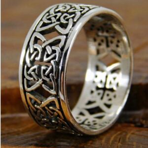 14 Kt Hallmark   White Gold Trinity Knot Band Celtic Ring Size 6-9