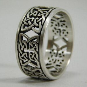 14 Kt Hallmark   White Gold Trinity Knot Band Celtic Ring Size 6-9