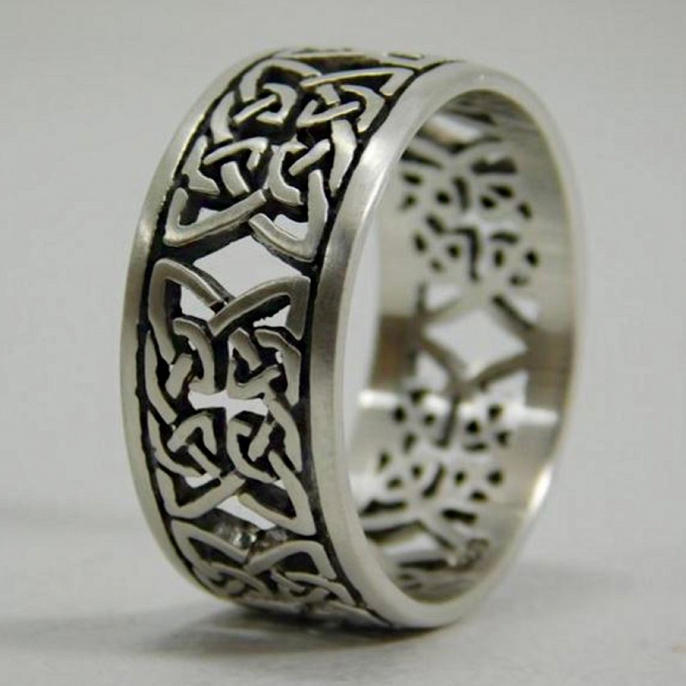 14 Kt Hallmark   White Gold Trinity Knot Band Celtic Ring Size 6-9