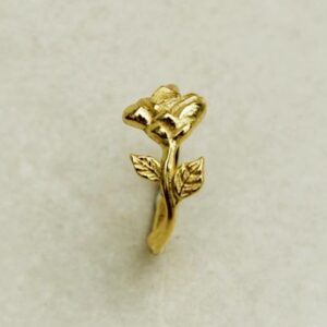 22 K Hallmark   Yellow Gold Dainty Rose Flower Women'S Ring Size 6-8