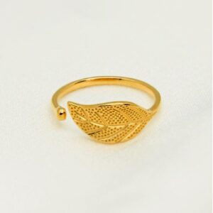 18 Kt Hallmark  Solid Yellow Gold Open Leaf Stacking Ring Size 5-10