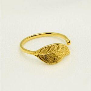 18 Kt Hallmark  Solid Yellow Gold Open Leaf Stacking Ring Size 5-10
