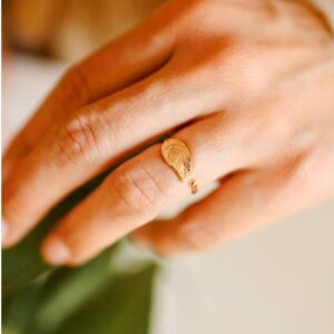 18 Kt Hallmark  Solid Yellow Gold Open Leaf Stacking Ring Size 5-10
